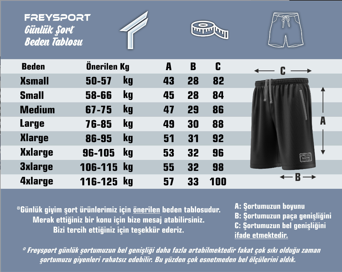 Freysport Mavi Günlük Şort( XXL Beden Outlet)
