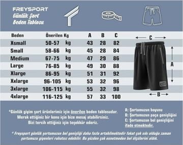 Freysport Siyah Beyaz Günlük Şort