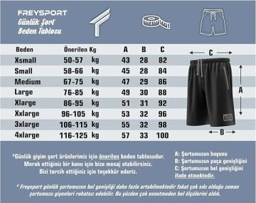 Freysport Beyaz Siyah Günlük Şort CREPE