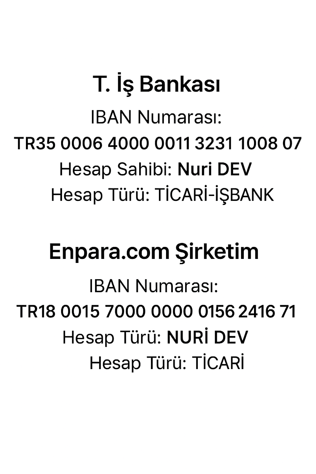 BANKA BİLGİLERİ